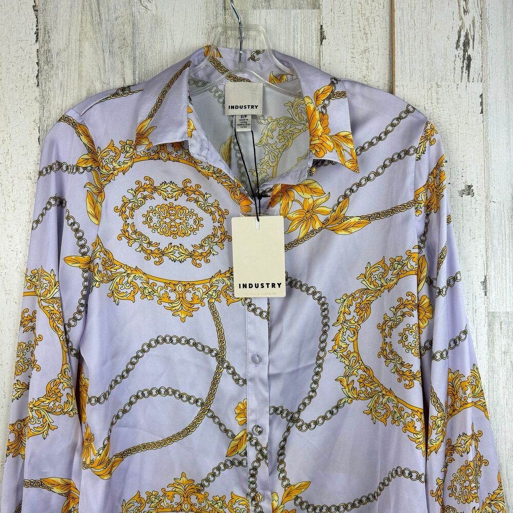 INDUSTRY Chain Print Button Down Blouse size small - Picture 5 of 10